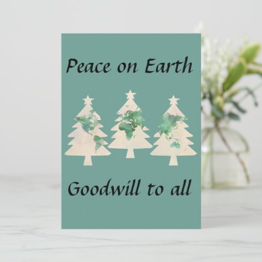 Wereldkaart kerstbomen Kaart (Staand voorkant)