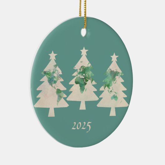 Wereldkaart kerstbomen Ornament (Rechts)