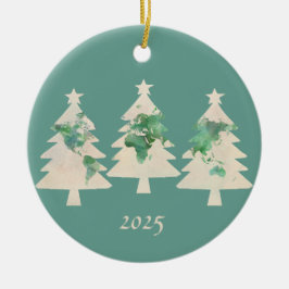 Wereldkaart kerstbomen Ornament