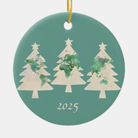 Wereldkaart kerstbomen Ornament (Voorkant)