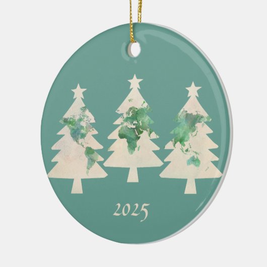 Wereldkaart kerstbomen Ornament (Links)