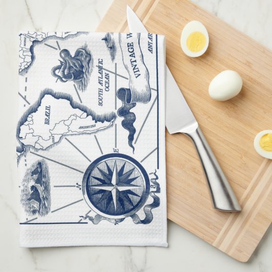 Wereldkaart keukenhanddoek (Quarter Fold)