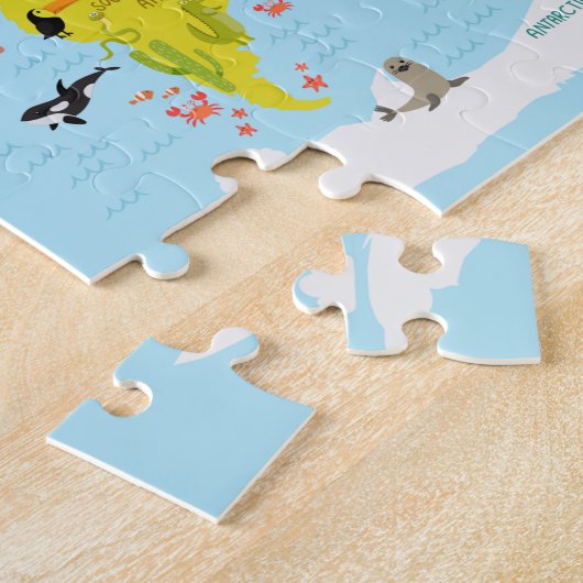 Wereldkaart Kinder Cartoon Legpuzzel (Zijkant)