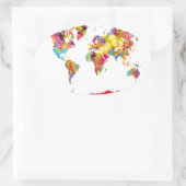 wereldkaart kleuren ovale sticker (Tas)