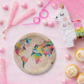 wereldkaart kleuren papieren bordje (Feest)