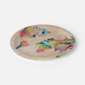 wereldkaart kleuren papieren bordje (Gekanteld)