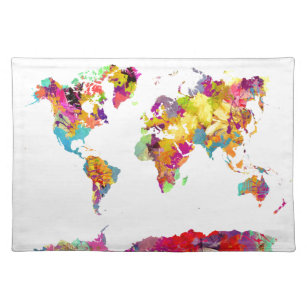 wereldkaart kleuren placemat