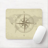 Wereldkaart / kompas Muismat (Met muis)