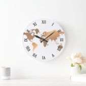 wereldkaart koperklok grote klok (Huis)