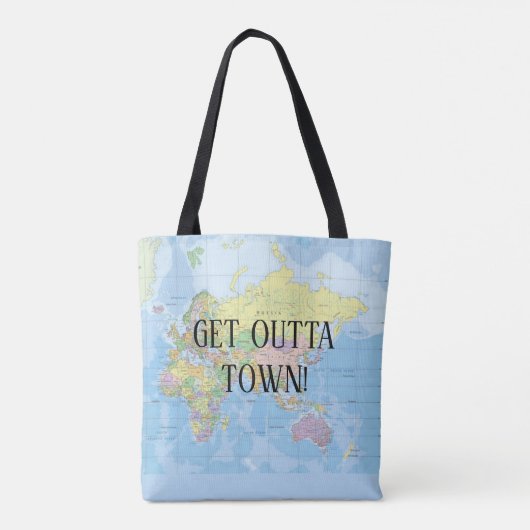 Wereldkaart krijgt buitenstad tote bag (Achterkant)