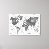 Wereldkaart Kunst Zwart Wit Nautilus Canvas Afdruk (Voorkant)