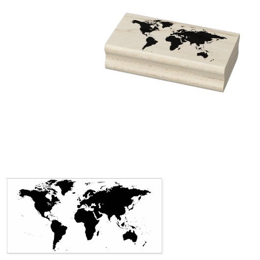 wereldkaart kunststempel rubberstempel (Gestempeld)