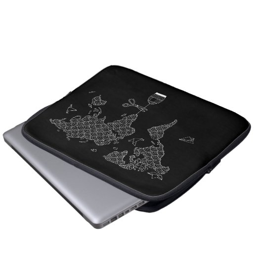 Wereldkaart Laptop Sleeve (Voorkant onderkant)