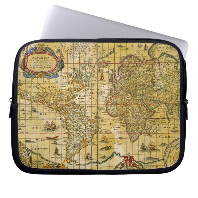  Wereldkaart Laptop Sleeve (Voorkant)