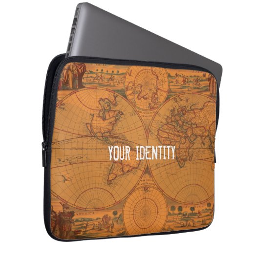  Wereldkaart Laptop Sleeve (Voorkant Rechts)