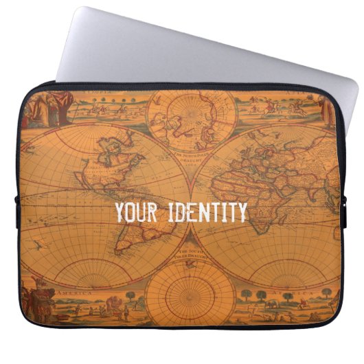 Wereldkaart Laptop Sleeve (Voorkant)