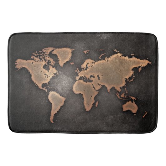 Wereldkaart leder, geografisch bruin badmat (Voorkant)