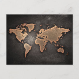 Wereldkaart leder, geografisch bruin briefkaart