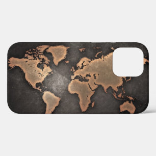 Wereldkaart leder, geografisch bruin Case-Mate iPhone case