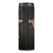 Wereldkaart leder, geografisch bruin thermosbeker (Achterkant)