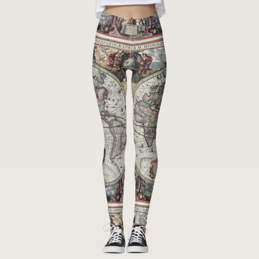  Wereldkaart Leggings (Voorkant)