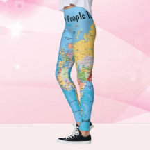 Wereldkaart Leggings JOUW NAAM Yoga Pants S to XL