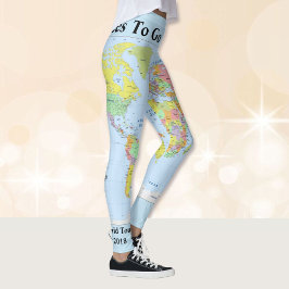 Wereldkaart Leggings JOUW NAAM Yoga Pants S to XL