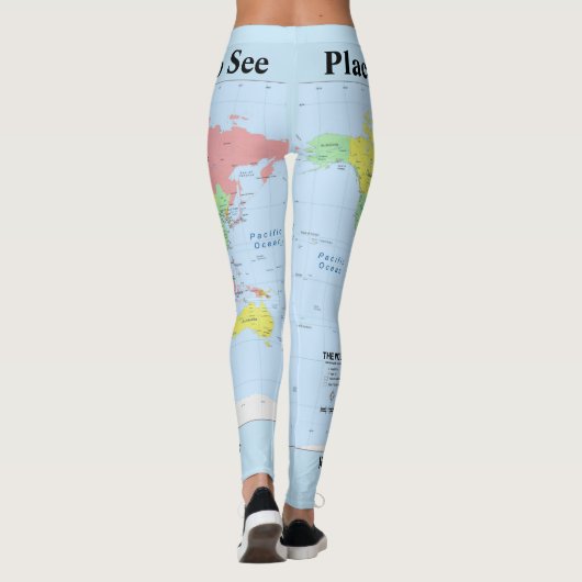 Wereldkaart Leggings JOUW NAAM Yoga Pants S to XL (Achterkant)