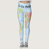 Wereldkaart Leggings JOUW NAAM Yoga Pants S to XL (Voorkant)