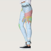 Wereldkaart Leggings JOUW NAAM Yoga Pants S to XL (Links)