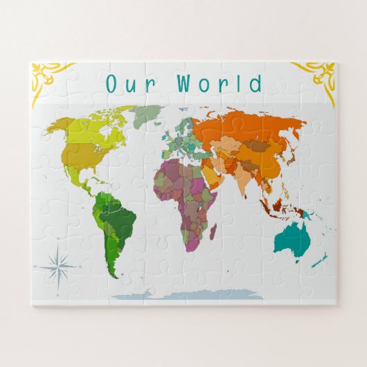 Wereldkaart legpuzzel (Horizontaal)