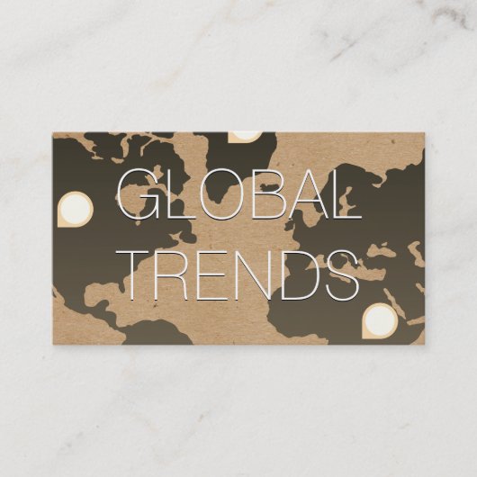 Wereldkaart | Locatiemarkeringen Visitekaartje (Voorkant)