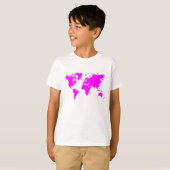 Wereldkaart - Magenta T-shirt (Voorkant volledig)