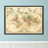 Wereldkaart Mappa Totius Mundi (1775) Canvas Afdruk (Insitu (Houten vloer))