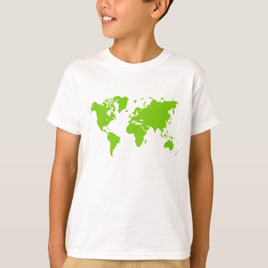 Wereldkaart - Marsgroen T-shirt (Voorkant)
