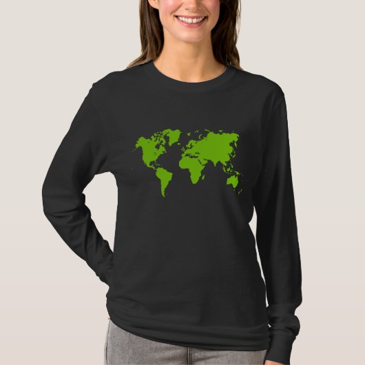 Wereldkaart - Martian Green T-shirt (Voorkant)