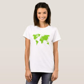 Wereldkaart - Martian Green T-shirt (Voorkant volledig)