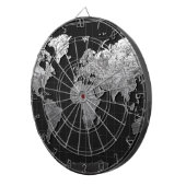 wereldkaart melkweg zwart-wit 4 dartbord (Voorkant Rechts)