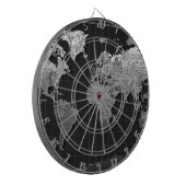 wereldkaart melkweg zwart-wit 4 dartbord (Voorkant Links)