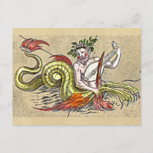 Wereldkaart Merman en Lyre Briefkaart