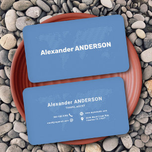 Wereldkaart met blauwe stippen visitekaartje