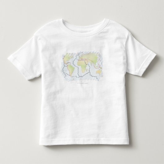 Wereldkaart met bord marges kinder shirts (Voorkant)
