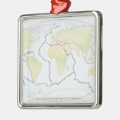 Wereldkaart met bord marges metalen ornament (Links)