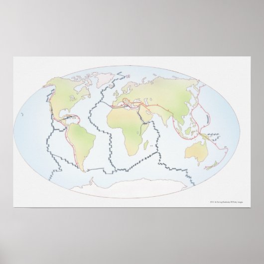 Wereldkaart met bord marges poster (Voorkant)