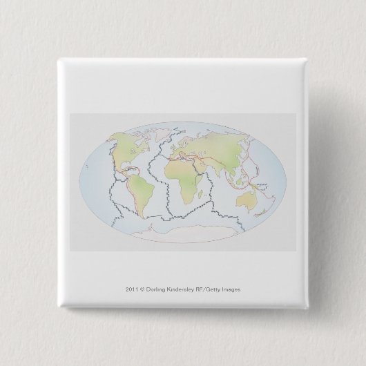 Wereldkaart met bord marges vierkante button 5,1 cm (Voorkant)