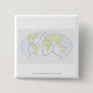 Wereldkaart met bord marges vierkante button 5,1 cm