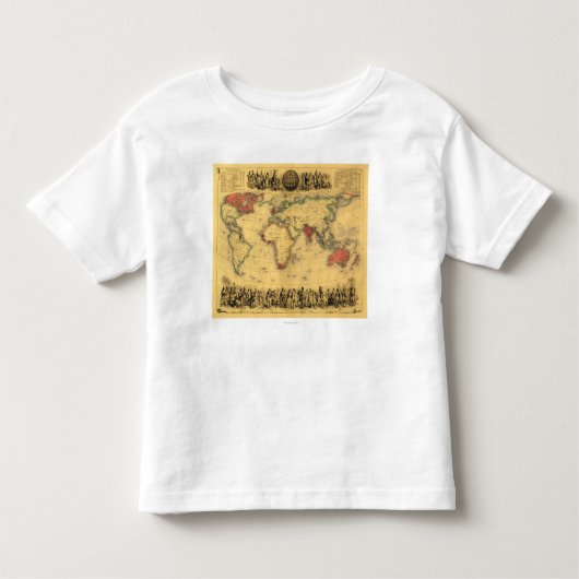 wereldkaart met Britse EmpirePanoramic Map Kinder Shirts (Voorkant)