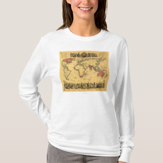 wereldkaart met Britse EmpirePanoramic Map T-shirt (Voorkant)