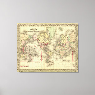 wereldkaart met de routes van het zee van Explorer Canvas Afdruk