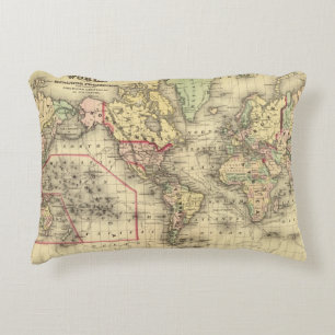wereldkaart met de routes van het zee van Explorer Decoratief Kussen